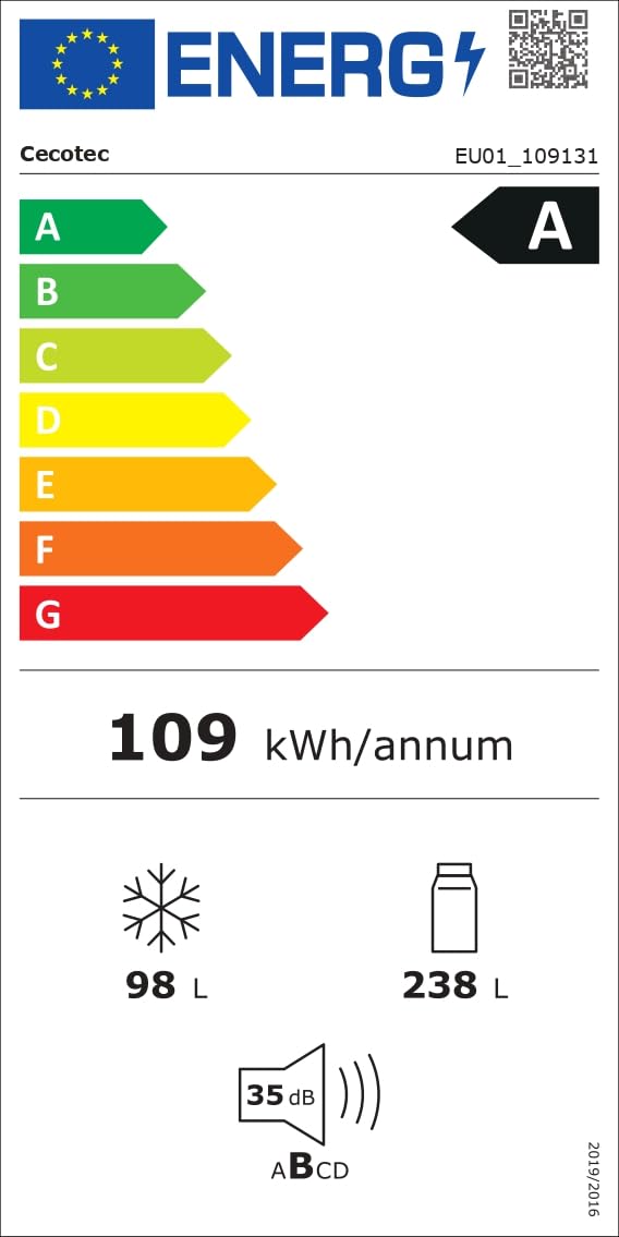 Cecotec Réfrigérateur Combi Total No Frost 336L Bolero CoolMarket Combi 336 Inox A. 201cm Hauteur, Fresh Flex, Humidity Flex, Compresseur Inverter Plus, Basse Consommation, Multi AirFlow, Mode Smart