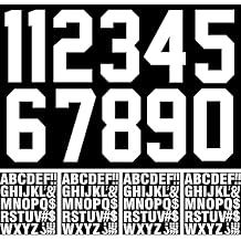 147 Pcs Iron on Numbers & Letters, 8 Inch T-Shirt Heat Transfer, White, 8 Inch Numbers, 2 Inch Letters, DIY Team Uniform Sports T-Shirt Craft Decor