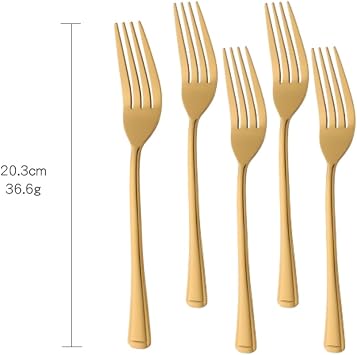 8 Piece Dinner Fork Set, Stainless Steel Fork Set, for Home Kitchen or Restaurant,Buffet Steak Table Forks 7.99 Inch (Gold)