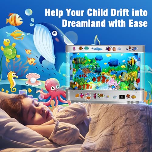 Image of Fake Fish Tank Lamp, Aquarium Lamp with Virtual Marine Life Animations, Artificial Tropical Fish Decorative, Sensory Aquarium Night Light, Ocean Room Decor Night Light Suitable