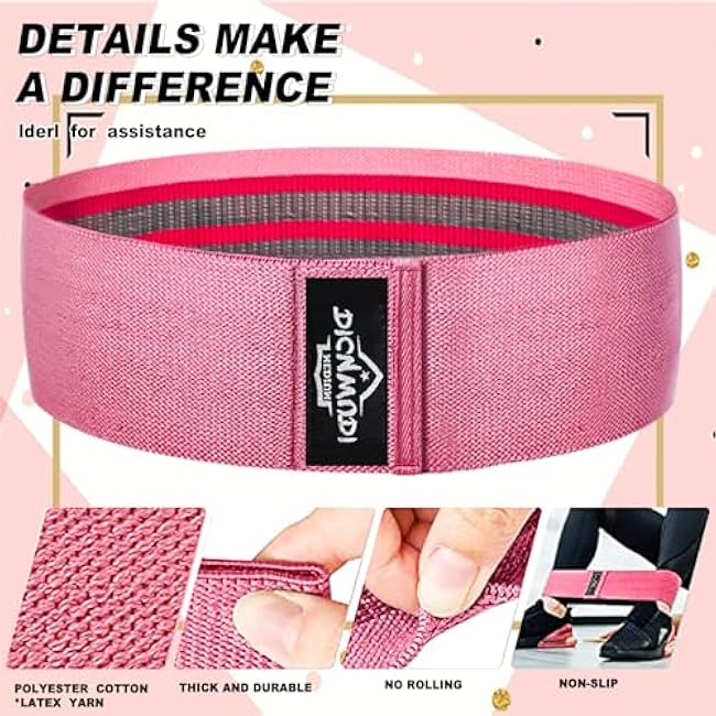 Fabric Resistance Bands for Working Out, 6Pack Non-Slip Exercise Bands for Women and Men, Fabric Booty Bands for Home, Fitness, Pilates, Stretching