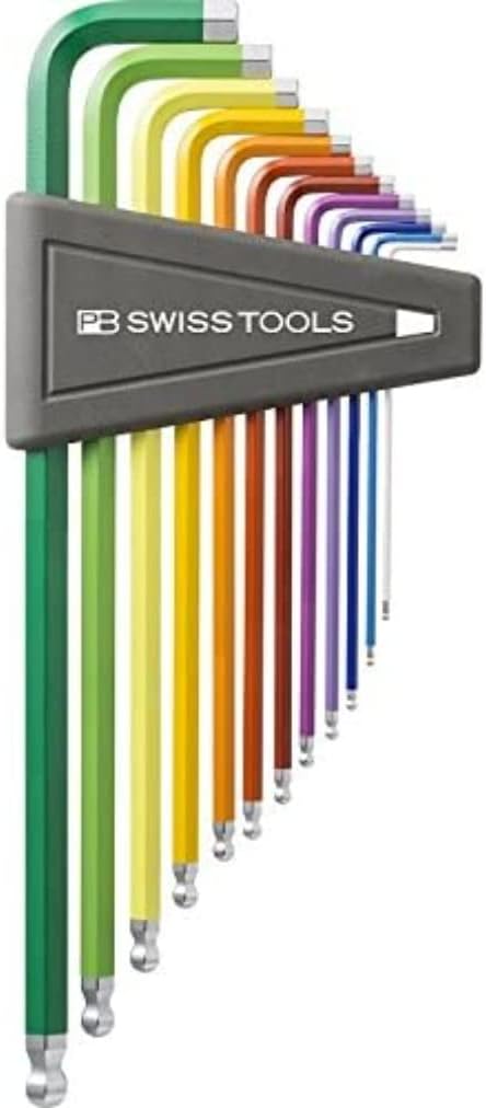 PB SWISS TOOLS 12-Piece Rainbow Chrome Plated Ball End Hex Key Set 1/2" to 5/16"