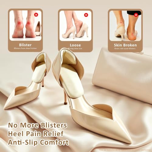 Image of Heel Pads for Loose Shoes, 2026 new Anti-Slip Heel Grips, Pain Relief Blister Heel Protector, Soft Cushion Inserts for Men Women (10Pairs-Beige)