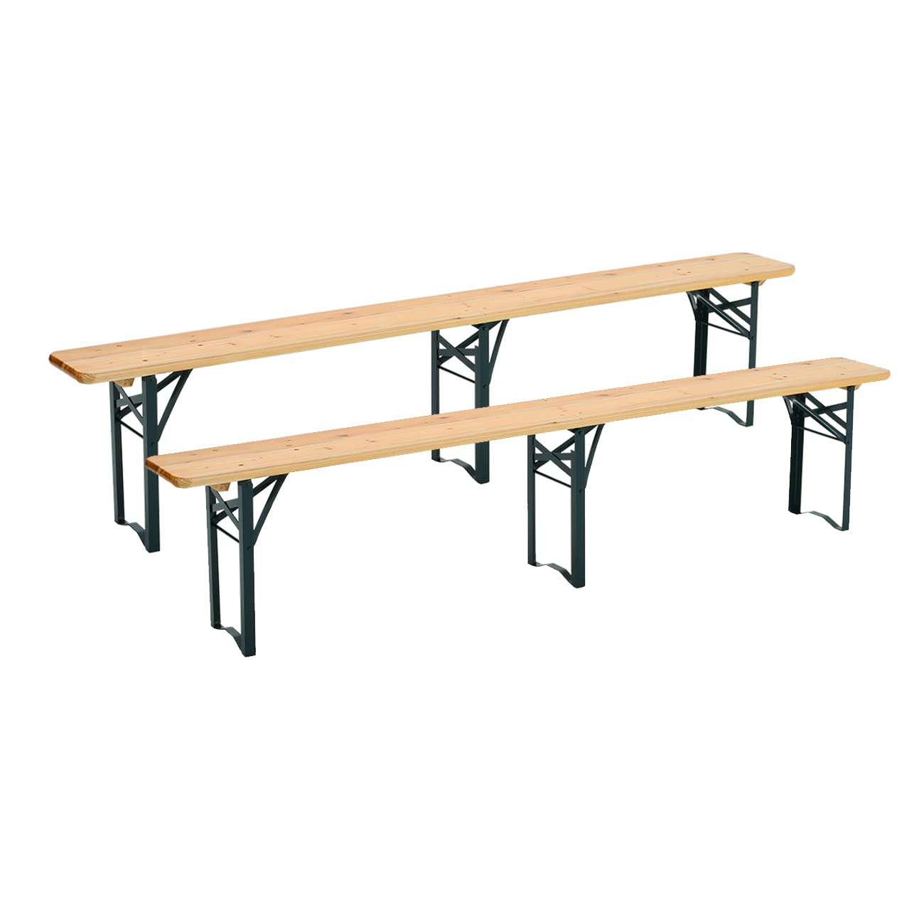 The Fellie Folding Wooden Bench Patio Trestle Beer Seat 2PC Outdoor for Holiday Party, Garden, Camping, Picnic 217 x 24.5 x 46 cm โ image 1