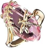 Chic Mujeres Libélula Hoja Oval Gemma Sintética Twist Anillo Dedo Joyas de Novia Regalo para Novia Esposa Madre Adolescente Parejas Durability