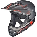 RXD-9001 Downhill Fahrrad BMX Fullface Mountainbike MTB Enduro Freeride Dirt Helm, Farbe:Matt Schwarz, Größe:XS (53-54)