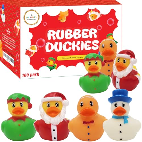 100 Christmas Holiday Rubber Duck Toy Duckies for Kids Bath Birthday Gifts Baby Showers Summer Beach and Pool Activity 2 (100-Pack)