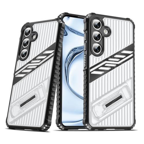 SORAKA Case for Samsung Galaxy S24 Plus with Stand Transparent Hard PC and Flexible Non-Slip Textured TPU Dual Layer Shockproof Cover