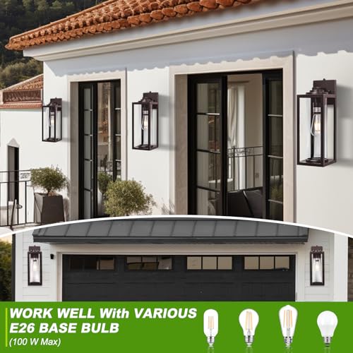 Image of FILIYANO Large Dusk to Dawn Outdoor Wall Lights, Oil Rubbed Bronze, 2 Pack