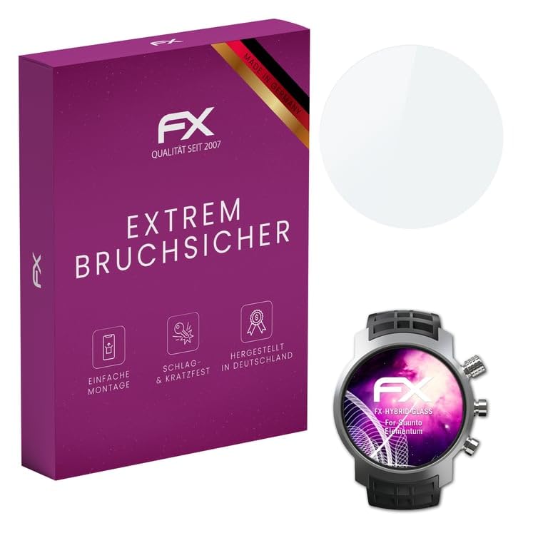 atFoliX Lámina Protectora de plástico Cristal compatible con Suunto Elementum Película Vidrio, 9H Hybrid-Glass FX Protector Pantalla Vidrio templado de plástico