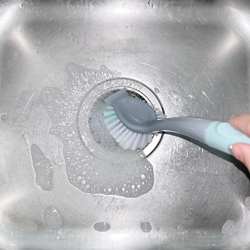 Image of Dish Brush with Handle, 4 Pack Kitchen Scrub Brushes for Cleaning, Dish Scrubber with Stiff Bristles for Sink, Pots, Pans