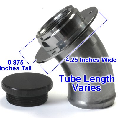 Custom Fuel Tanks 2.00 Remote Filler - Angled Neck Aluminum Remote Fuel Filler With Billet Aluminum Cap For 2.0 Inch Hose