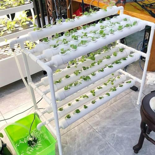 Système de culture hydroponique en PVC avec 108 trous pour jardin potager intérieur et extérieur - Idéal pour la culture de tomates, basilic, poivre, concombre