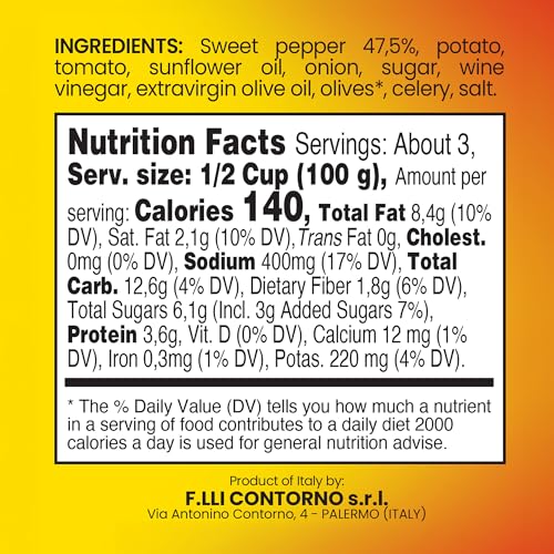 Contorno Pepper Spread (10.6 oz) – Sicilian Caponatina Antipasto for Bruschetta, Pasta & Charcuterie, Natural, Vegetarian, Ready to Eat Italian Appetizer (1 Pack) - image 3