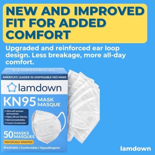 Image of (50-Pack) KN95 Face Masks, Individually Wrapped, Premium Disposable Dust Mask, White