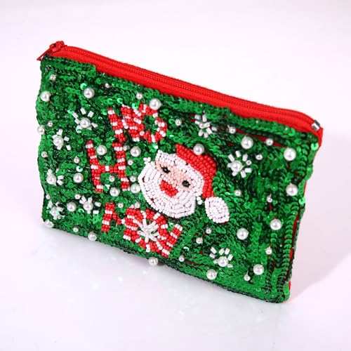 Image of Coin Purse Beaded Coin Purse for Women Christmas Holiday Coin Pouch Small Change Purse Wallet for Her