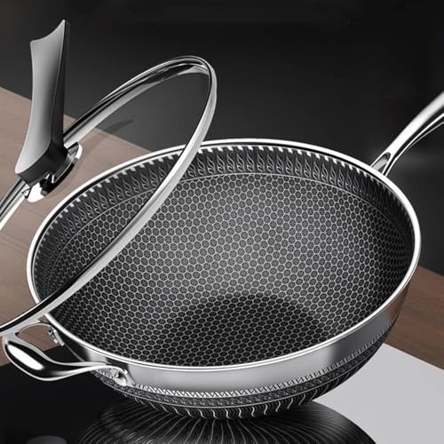 Wok pan de acero inoxidable de 12 pulgadas con tapa miniatura 5