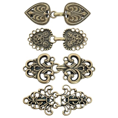 4 Stück Vintage-Pullover-Clip, geschwungen, Umhang-Clips für Kleid, Strickjacke, Schal, Kragen, retro, vintage, für Mädchen und Damen, Zink, Ohne...