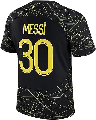 Image of Football Soccer Barce Messi 10 Jersey Set Football T-Shirt with Black Shorts (Kid's, Boy's & Men's)