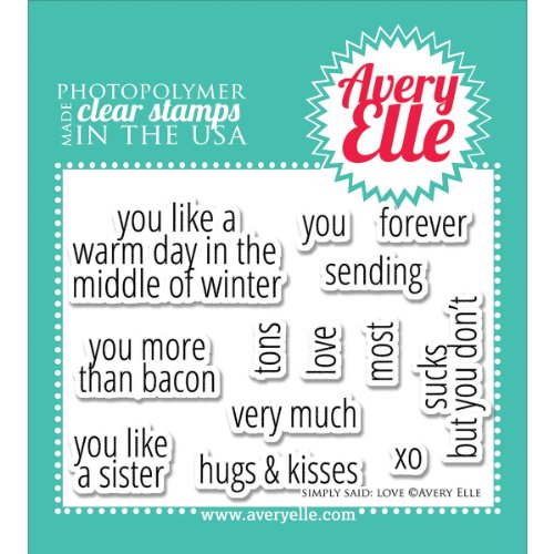 Avery Elle Stamp Set, 4-Inch by 3-Inch, Simply Said Love, Clear