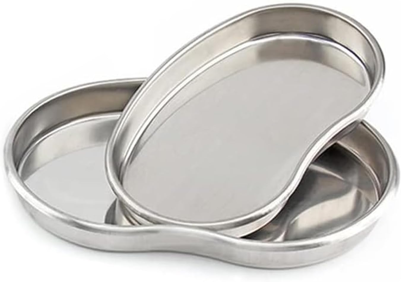 2 Pcs Stainless Steel Kidney Tray - Large Curved Instrument Tray for Medical Use, Reusable Metal Dish for Tattoo Supplies