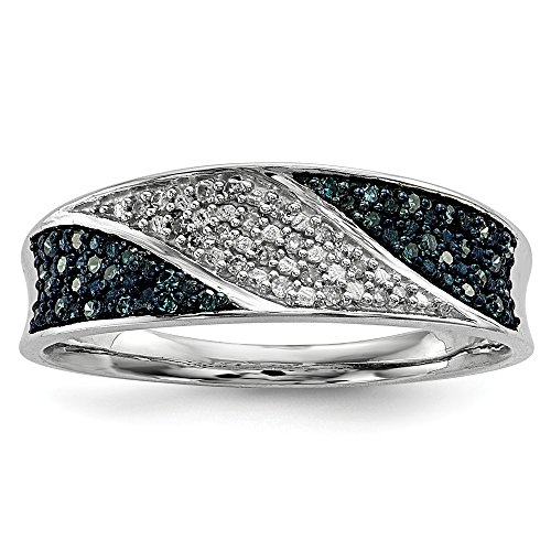 Sterling Silver Blue and White Diamond Ring, Size: 6, Sterling Silver