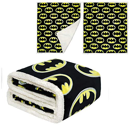 JPI Sherpa Fleece Throw Blanket - Batman Emblem - Sherpa Faux Fur Fleece Blanket Large 50