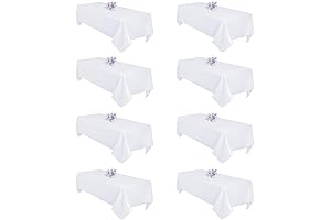 8 Pack White Tablecloths for 8 Foot Rectangle Tables