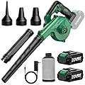 K I M O. Cordless Leaf Blower Vacuum Combo 4 IN 1, 3 Nozzles for Inflation & Compression,3 Modes & Variable Speed, 20000RPM 150MPH, 2X2.0Ah Battery, Extended Tube, Mini Leaf Blowers for Lawn Care|Yard