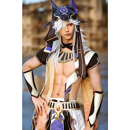 Image of Max Beauty Anime Multiple Characters Cosplay Wigs for Genshin Impact + Free Cap (White-sr)