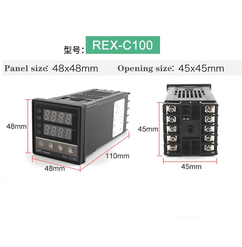 Wtukmo REX-C100 Digital PID Intelligent Temperature Controller Universal/K Type REX C100 Thermostat SSR Relay Output(SSR Output)