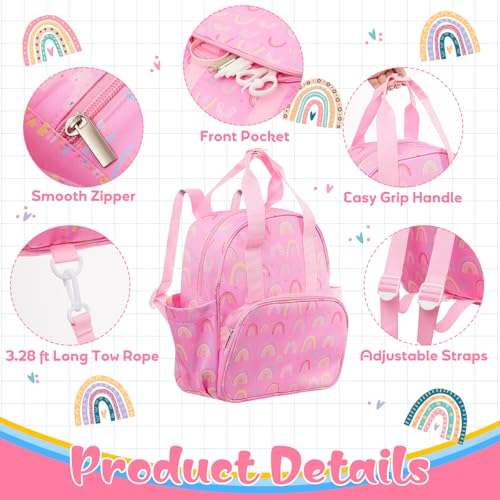 Image of Eccliy Rainbow Toddler Backpack with Leash 12'' Daycare Diaper Bag with and Water Bottle for Girls Preschool Kindergarten Backpack Gifts with Adjustable Shoulder Straps with 2 Large Pockets