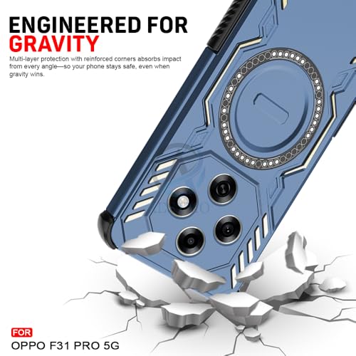 Image of AESTMO Back Case Cover for Oppo F31 Pro 5G | Magnetic Case with Built-in Metal Ring | Compatible with MagSafe Accessories | Shockproof Hybrid (PC + TPU (Blue)