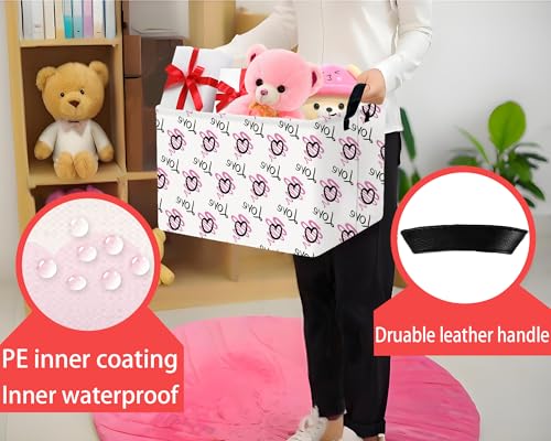 Image of Large Valentine's Day Basket Heart Shaped Storage Bin for Gifts Collapsible Organizer Room Decor (Purple Wave Black Love)