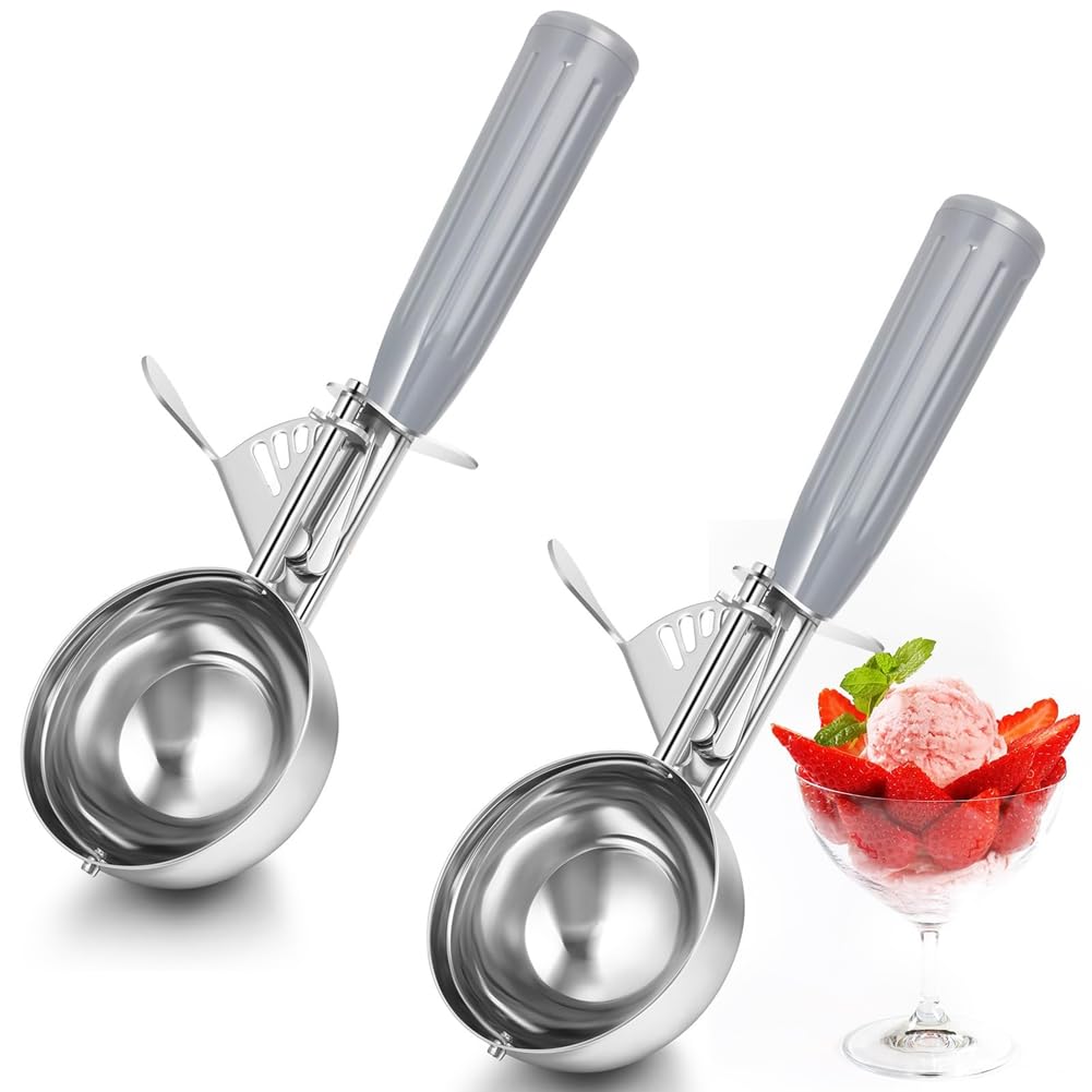 CTRLZS Release Cookie Scoops 2Pcs 4oz Ice Cream Scooper with Trigger Release for Portion Scoop Stainless Steel for Portion Control