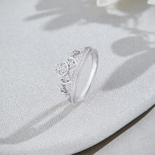 Princess Crown Ring, Round Cut Moissanite, Cubic Zirconia, Lab Grown or Natural Diamond Promise Ring for Women in 14K Gold Plated 925 Sterling Silver Jewelry Gift for Her4