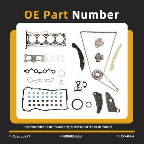 Image of Head Gasket Set with Timing Chain Kit, 2.4L, for Chrysler 200 /Sebring 07-14 for Dodge Avenger /Journey 08-16 for Jeep Compass /Patriot 07-15 L4 2.4L HS26332PT 4884868AB HS54664