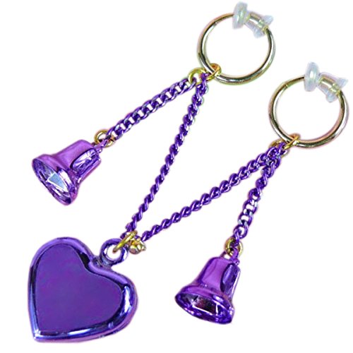 【Jewelry Hanazono】ラビアチェーン ハート鈴&ベル パープル ゴールド ボディジュエリー ノンピアス ノンホール セクシー ラヴィア クリスタル ラインストーン ハート型鈴 スズ 奏でるジュエリー ラビアアクセサリー 鈴の音 紫