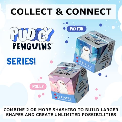 Image of Shashibo Pudgy Penguins Magnetic Puzzle Cube, Stress Relief Fidget Toy | 100+ Possible Shapes, Sensory Fidget Toy For Adults & Kids, Fun Shape Shifting Puzzle Box For All Ages
