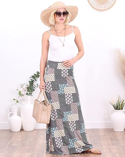 Image of Popana Long Maxi Skirt for Women, Flowy Long Skirts for Women | High Waisted Soft Trendy Rayon, Sundress Convertible Skirt, Long Length Bodycon Maxi Skirt, Petite and Plus Size