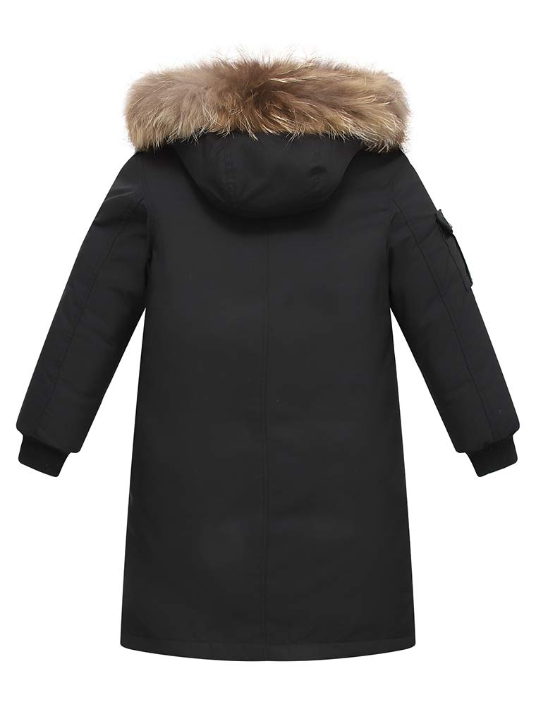 FTCayanz Enfant Garçon Manteau d'hiver Chaud Blouson Mi-Longue Doudoune avec Capuche Fourrure Epais Parka