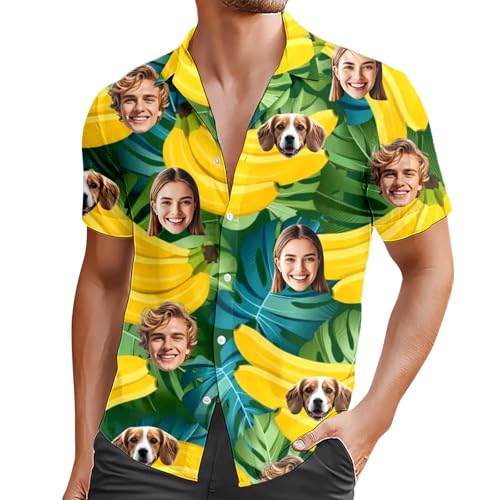 Camisa Hawaiana Personalizado, Cara Personalizada Verano Camisa Hawaiana, Camisas Hawaianas con Cara de Foto Personalizada para Hombres, Regalo para Hombre Esposo Novio 2025