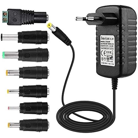EFISH Fuente de Alimentación Portátil DC 12V 2A + 7 Enchufes Diferentes Cover