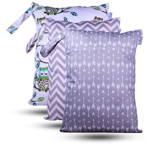 Image of Chic Buddy Waterproof Wet Bag, Washable, Reusable for Travel, Beach, Pool, Stroller, Diapers, Dirty Gym Clothes, Wet Swimsuits, Toiletries (Urban Nature Trio, Wet Bag /Dry Bag)