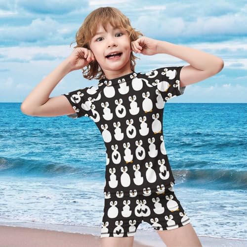 Cute Penguins and HeartsChildren's Swimsuits Boys Two Piece Suit7-9Y（120cm）3