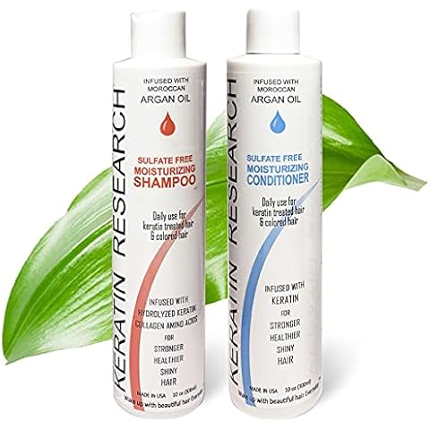Keratin Research Sulfate & Salt Free Shampoo & Conditioner Value Set, for Post Keratin Hair Treatment, Curtain bang, Colored Hair, Care Treatment for All Hair Types- Natural & Nourishing Hair, 20oz Cover
