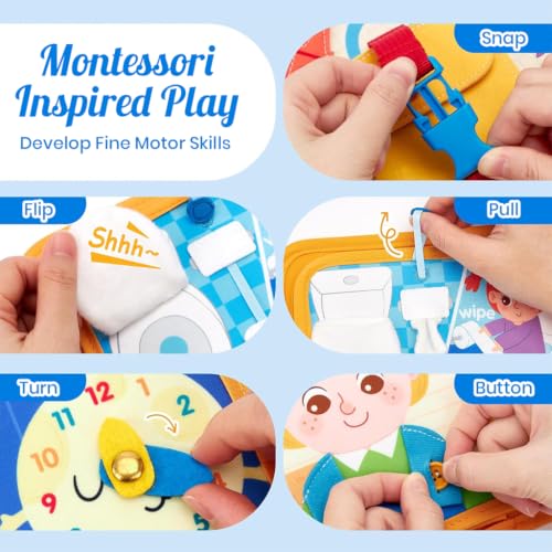 Image of PATPAT A Day at Kindergarten Activity Busy Binder Book for Toddlers 1-3