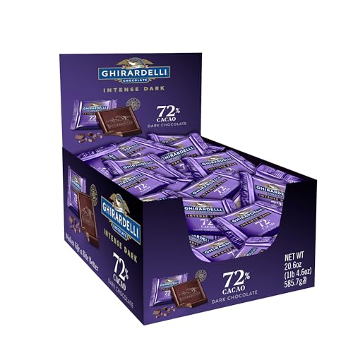 Ghirardelli 72% Cacao Dark Chocolate Intense Dark Squares Caddy - Contains 55 Ghirardelli 72% Cacao Dark Chocolate Squares