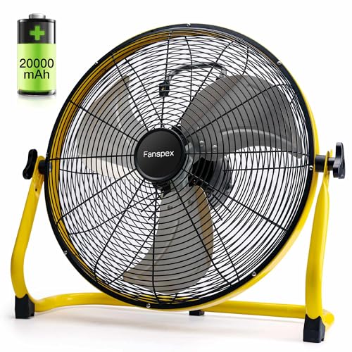 Fanspex 16'' Large Portable Battery Operated Floor Fan, 20000 mAh Cordless Rechargeable Floor...
