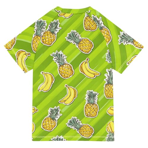 ALAZA Kids Rash Guard Boys Toddler Swim Shirts Short Sleeve Banana Pineapple Green UPF 50+ 3T2